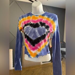 Ivory Ella Women’s Heart tie dye long sleeve shirt NWT Elephant Size M